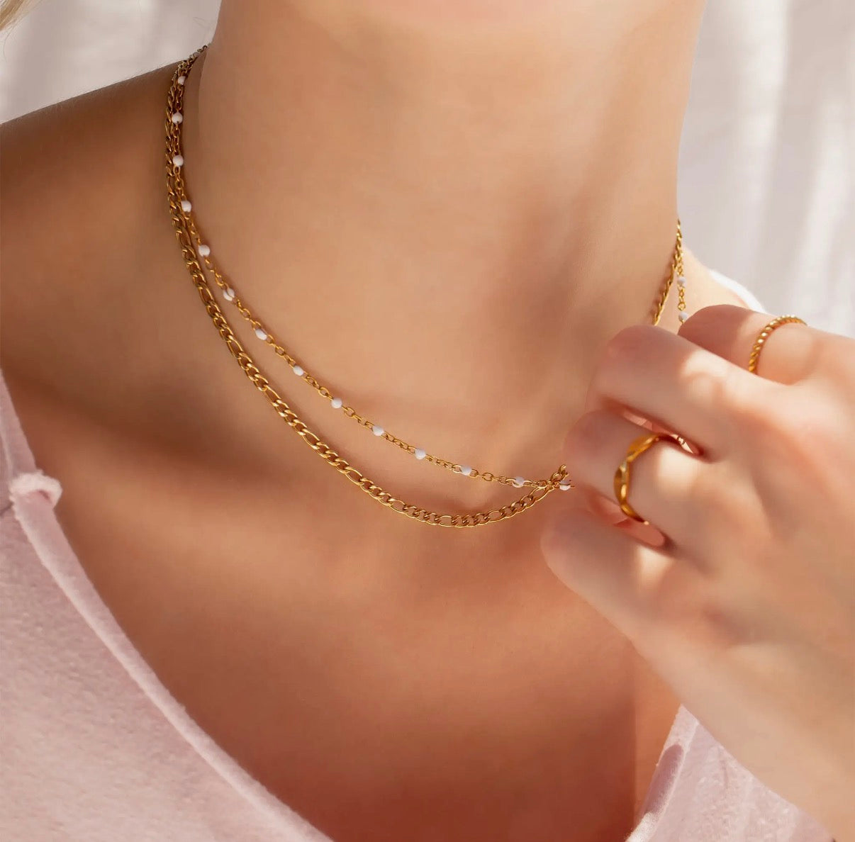 White Confetti Chain Necklace
